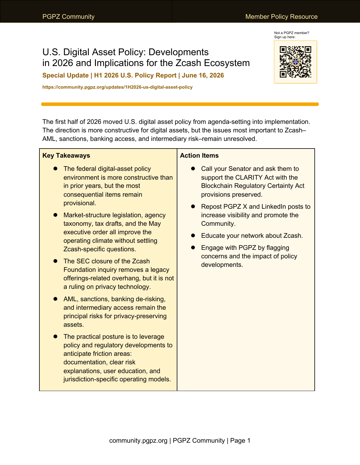 U.S. Digital Asset Policy: H1 2026 cover